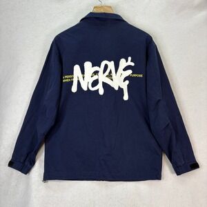 Jack & Jones Chore Jacket Mens Small S Navy Blue Utility Coat Graphic Unmatched